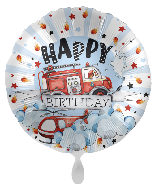 Folienballon - Happy Birthday, Feuerwehr - ø 43cm